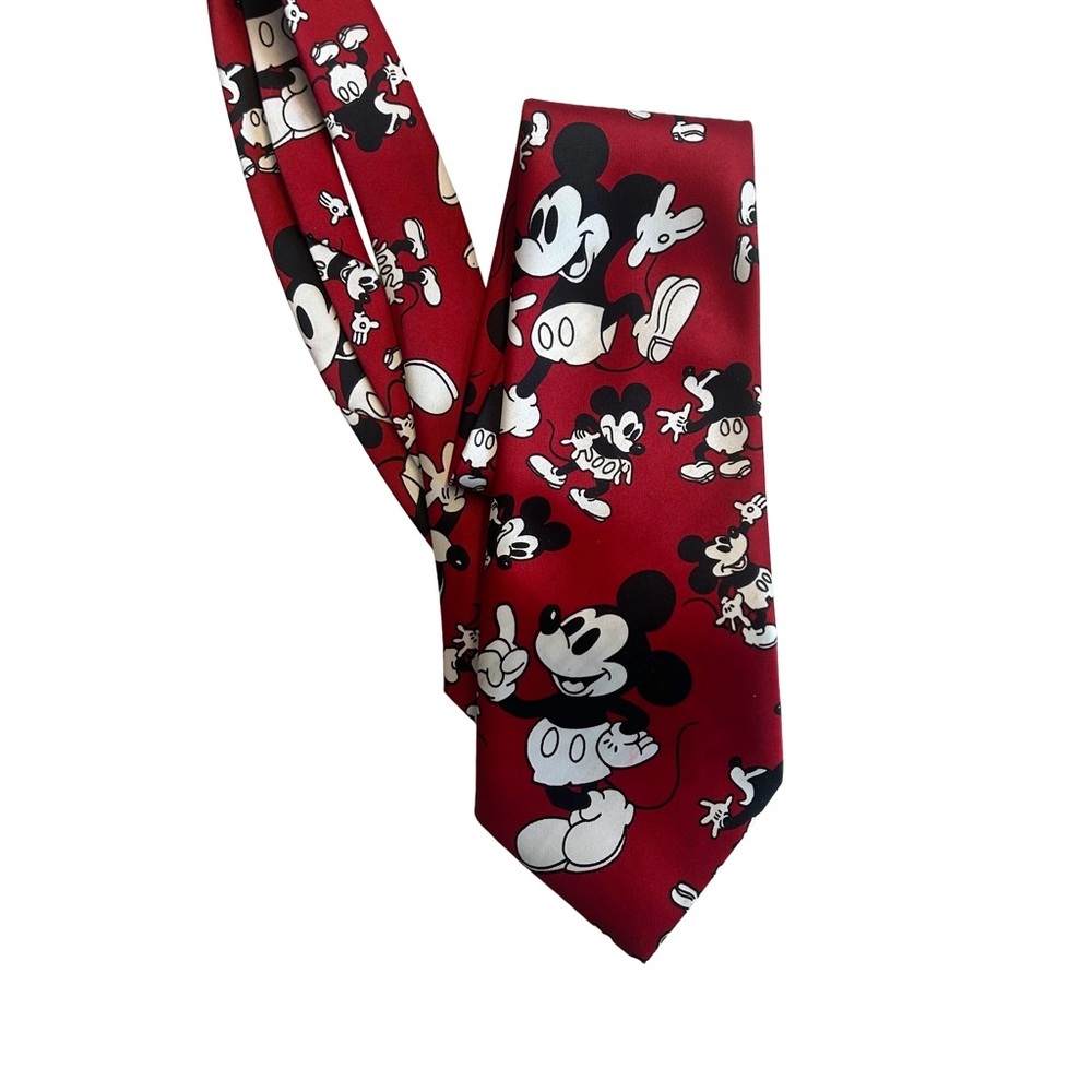 Mercedes High Fashion Vintage Mickey Mouse Red Silk Tie for Men
